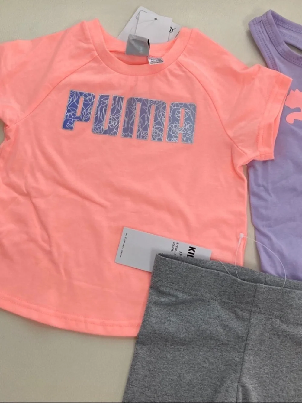 Puma girl neon purple leggings set 2254